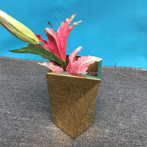 럭셔리 현대 실내 호텔 장식 스테인레스 스틸 화분 골드 금속 꽃병 바닥 꽃병 거실 철 화분 - Product Image 4