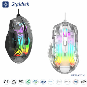 Souris de jeu filaire USB programmable à 6 boutons RGB Macro, optique 1000 Hz, entièrement transparente en cristal - Product Image 1