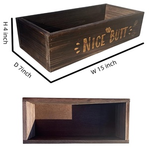 Porta carta igienica in legno massello casale portaoggetti e decorazioni per il bagno (marrone) - Product Image 3