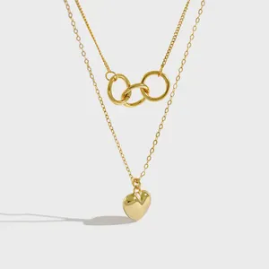 personalized gold plated ring collar multi layer mens necklace pendant chunky chain golden heart charms sterling silver choker
