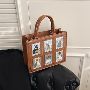 Approvisionnement direct usine – Nouveau sac fourre-tout motif chat 2026 – Sac à main polyvalent en cuir PU pour femme – Sac bandoulière tendance - Product Image 2