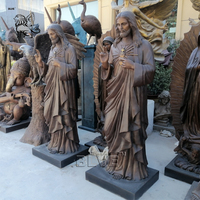 BLVE Stock extérieur Antique laiton chrétien religieux miséricorde divine Sculpture Bronze grandeur nature Christ Jésus Statues pour l'église