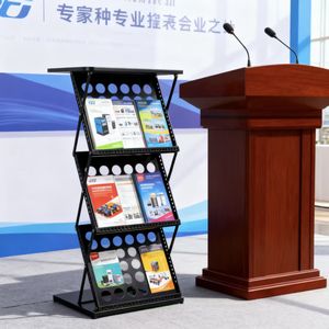 Pupitre de présentation multifonctionnel et présentoir de brochures avec base en fer durable pour bureau, réception, salle de séminaire - Product Image 6