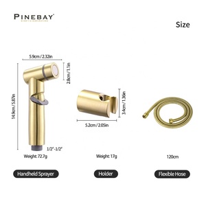 PINEBAY <strong>High</strong> <strong>Quality</strong> ABS Plastic Brushed Gold <strong>Shattaf</strong> Kit Douche Spray Bidet Sprayer Set for Toilet - Product Image 2