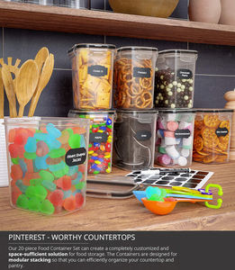 Ensemble de 42 boîtes de rangement empilables en plastique sans BPA, hermétiques, pour céréales et aliments secs - Product Image 4