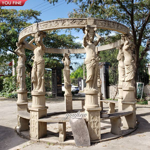 <span class=keywords><strong>Jardin</strong></span> extérieur sculpté à la main, grand belvédère en marbre de grès naturel - Product Image 5