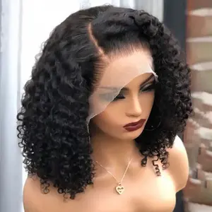 Transparent Lace Frontal Wig Afro Kinky Curly Short Bob Wigs Raw Indian Virgin Human Hair Hd Full Lace Front Wig For Black Women