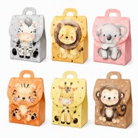 Boîtes à bonbons en carton recyclable pliables avec poignée, design jungle, pour les cadeaux de fête de naissance, emballage cadeau