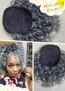 Postiche Cheveux Gris Afro Bouclé Court <span class=keywords><strong>Queue</strong></span> <span class=keywords><strong>de</strong></span> <span class=keywords><strong>Cheval</strong></span> Gris Argenté Cheveux Humains <span class=keywords><strong>Queue</strong></span> <span class=keywords><strong>de</strong></span> <span class=keywords><strong>Cheval</strong></span> avec Cordon <span class=keywords><strong>de</strong></span> Serrage Clip-in Extension <span class=keywords><strong>de</strong></span> Cheveux Gris 120g - Product Image 6