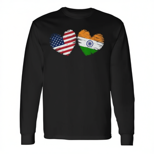 T-shirt à manches longues avec drapeau des États-Unis et d'Inde, Saint-Valentin, Indien-Américain - Product Image 2