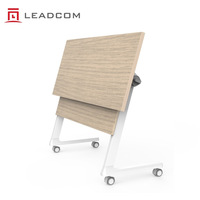 Table de formation modulaire pliable Leadcom L-F02 moderne avec plateau rabattable, structure en acier, mobilier de formation mobile, bureaux de réunion