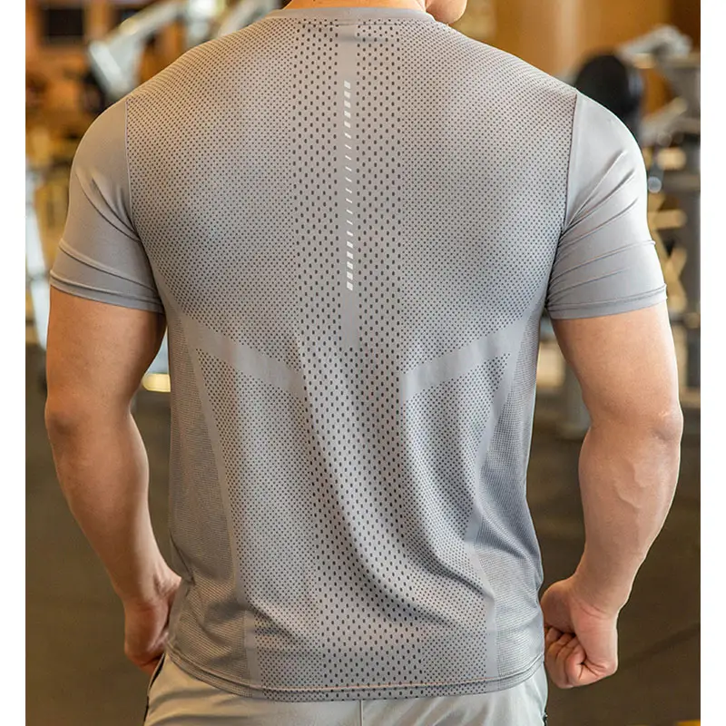 Ropa Deportiva ajustada personalizada para hombre, venta al por mayor, camiseta de secado rápido para gimnasio y correr