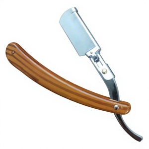 Rasoir droit à manche en bois pour hommes, lame en acier inoxydable, lame unique pour le rasage du visage, utilisation en salon de coiffure - Product Image 1