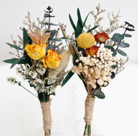Mini bouquet de fleurs séchées, roses d'Aeonium, corsages multi-têtes, bulles mixtes, boutonnières, véritable eucalyptus, pampas, petits cadeaux