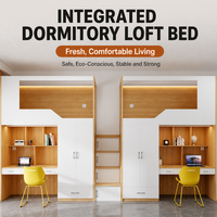 Lit superposé en bois moderne nordique avec bureau intégré - Lit de dortoir pour étudiants, hôtels, auberges, hôpitaux et salles de e-sport
