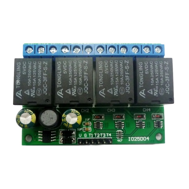 BSSY)IO25D04 4ch 6V-24V Flip-Flop Latch Relay Module Bistable Self-locking Electronic Switch Low Pulse Board Button MCU
