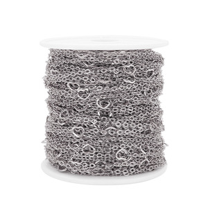 Cuentas doradas <span class=keywords><strong>de</strong></span> acero inoxidable en forma <span class=keywords><strong>de</strong></span> corazón con cadena <span class=keywords><strong>de</strong></span> amor para hacer joyas Diy suministros para manualidades - Product Image 6