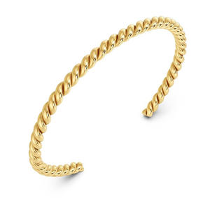 LUCKYJIU joyería personalizada impermeable deslustre libre hipoalergénico 18K chapado en oro de acero inoxidable trenzado brazalete abierto - Product Image 3