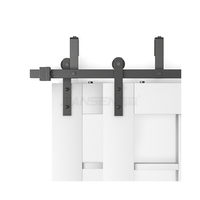 Rail de roue suspendu en acier au carbone noir caché pour portes en bois doubles Kits de quincaillerie pour portes de grange coulissantes