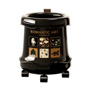 Romantic Art Trash Can With Wheels Large Capacity Indoor Use Cylindrical Design Living Room Bedroom Kitchen - Product Image 1