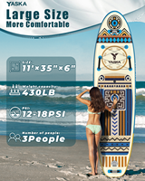 Planche de SUP gonflable 11' YS03 unisexe en PVC, portable, 12,5 kg, système à 3 ailerons, comprend une pagaie et une laisse, pour Stand-Up Paddleboarding