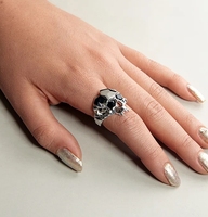 Loveher bijoux Vintage mode Vampire crâne anneau pour femmes en acier inoxydable anneaux 925 argent laiton bague de fiançailles pour cadeau