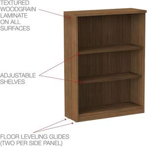 Librería moderna de tres estantes de nogal de la serie Alera Valencia, 31 3/4 pulgadas de ancho x 14 pulgadas de profundidad x 39 3/8 pulgadas de alto - Product Image 4