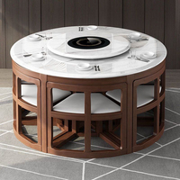 Ensemble de table à manger moderne en bois et marbre, personnalisé, de luxe, avec coins invisibles, pratique et extraordinaire, pour la vente en gros