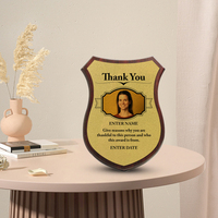 Plaque de récompense en bois écologique personnalisée par sublimation, gravée au laser, design pyramidal, forme de médaille, plaque en aluminium 14x19cm