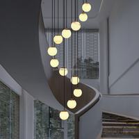 Lustre Moderne Simple pour Villa, Duplex, Bâtiment à Poutre Extérieure, Étage Central, Style Nordique de Luxe en Albâtre