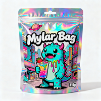 Sachet Mylar Doypack Personnalisé en Aluminium Holographique Imprimé, Anti-odeur, Refermable avec Fermeture Zip, pour Tabac et Herbes, 7g 14g