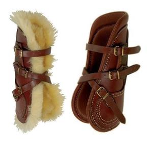 Bottes de brossage pour chevaux de luxe en maille 3D, couleur noir et marron, pour protéger les chevaux des blessures pendant l'exercice - Product Image 1