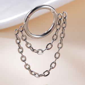 Khuyên Xỏ Lỗ Tròn Bằng Thép Không Gỉ 316L Với Dây Chuyền Nhiều Lớp Khuyên Mũi Khuyên Tai Sụn Khuyên Núm Vú Trang Sức Xỏ Lỗ Cơ Thể - Product Image 5