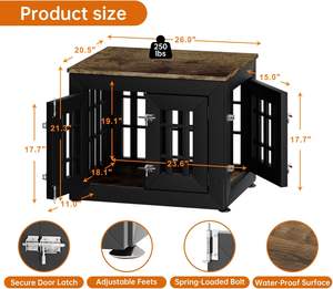 Ahşap Evcil Hayvan Kafesi Küçük ve Orta Boy Köpekler İçin Uygundur Rustik Ahşap İç Mekan Mobilyası Ev Dekorasyonu Köpek Kafesi Yan Sehpa - Product Image 2