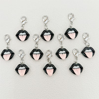 Pendentif en résine bouche noire d'Halloween, accessoire avec fermoir mousqueton, breloque de sac, décoration de valise, cadeau