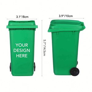 Custom Logo Plastic <b>Mini</b> Trash Can Pen Holder Wheelie Bin Shape Desktop Stationery Organizer for Promotional Activities - Product Image 2