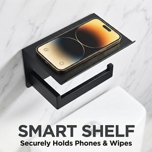 Portarotolo per Carta Igienica Personalizzato in Acciaio Inox SUS304, Accessorio <span class=keywords><strong>da</strong></span> Bagno a Parete con Mensola <span class=keywords><strong>Porta</strong></span> Telefono - Product Image 4