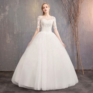 Vestido de Novia Elegante con Encaje y Cuello Redondo, Media Manga, Moda 2024 - Product Image 4