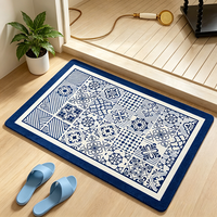 Tapis de bain en diatomite à séchage rapide, absorbant, antidérapant, tapis de sol de salle de bain à rayures géométriques, tapis de douche