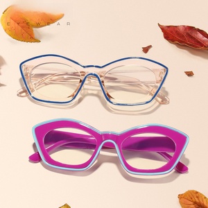 Lunettes plates œil-de-<span class=keywords><strong>chat</strong></span> unisexe 2025, nouvelle couleur contrastée, anti-lumière bleue, protection légère pour bureau, ordinateur, téléphone portable et PC - Product Image 3