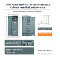 Variateur de fréquence Delta VFD49AMS23ANSAA triphasé 230V à contrôle vectoriel sans capteur pour automatisation industrielle IP21