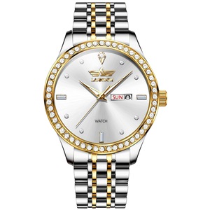 Solid Steel Band <b>Electronic</b> Quartz Watch Double <b>Calendar</b> Business and Export Cross-border Watch Men's - Product Image 3