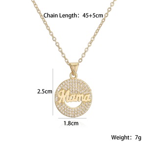 2025 meilleur vendeur Temu pour Amazon 18K plaqué or laiton MAMA pendentif collier Style à la mode Zircon pierre principale pour papa maman <span class=keywords><strong>Gif</strong></span> - Product Image 6