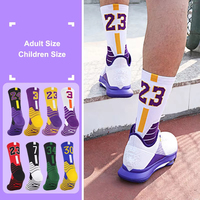 Chaussettes de sport de marque tendance en tricot à motifs, en gros, pour hommes, équipe de basketball, chaussettes d'élite pour adultes, jeunes, unisexe