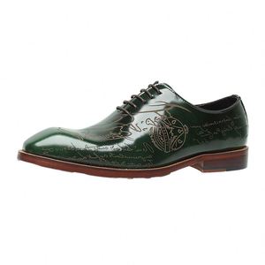 Zapatos Oxford de Piel Italiana Verde de Primera Calidad, Hechos a Mano, Diseño Grabado con Láser, Antideslizantes, Transpirables y Ligeros - Product Image 5