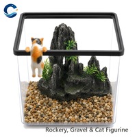 Petit aquarium tropical de bureau en plastique transparent avec filtre silencieux et éclairage pour l'élevage de guppies et de crevettes