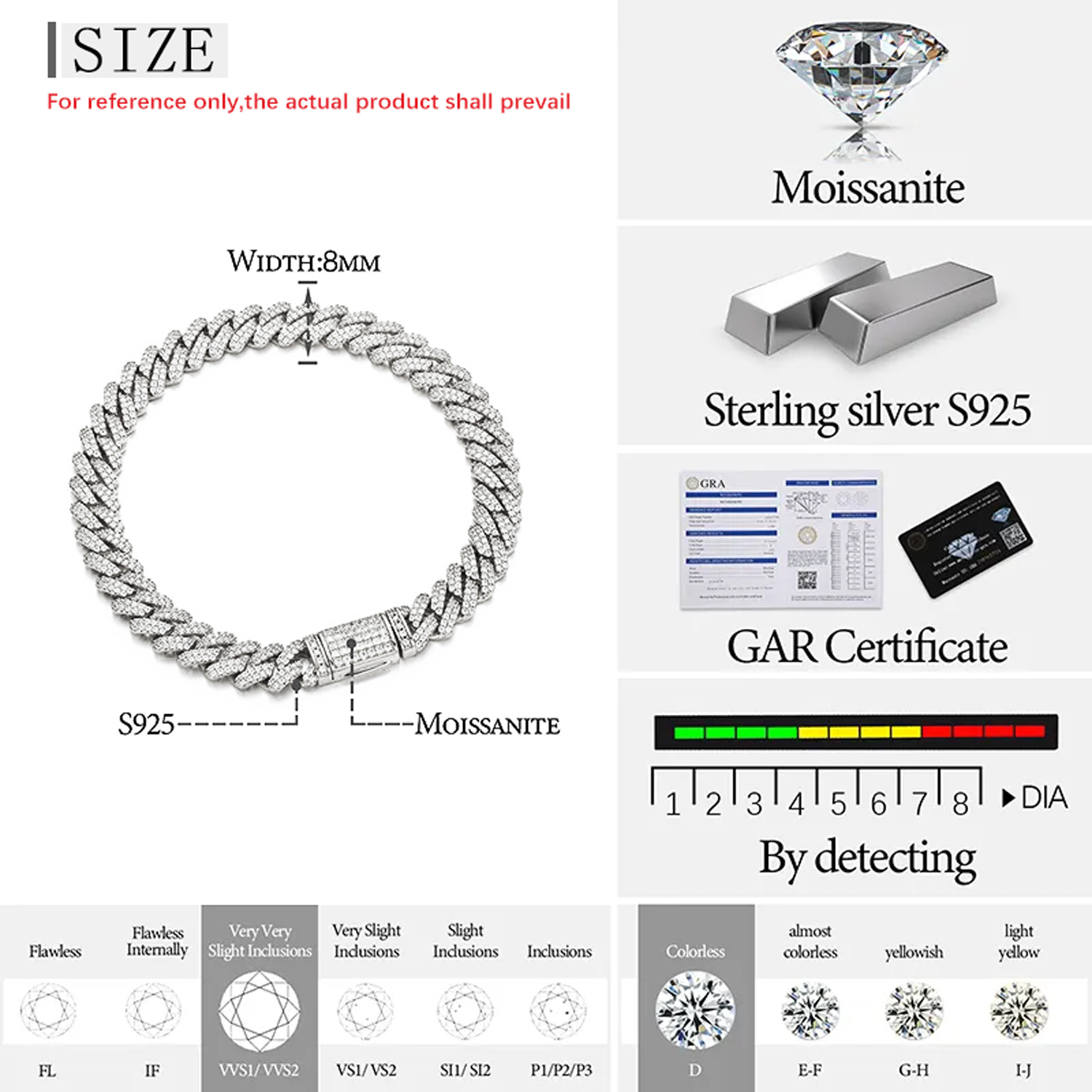 8mm-silver-2 row stone