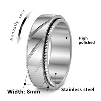 NYY Bague Tournante en Acier Inoxydable Tendance, Design Personnalisé, Style Hip-Hop, Anti-Stress, pour Couple, Cadeau Bijou