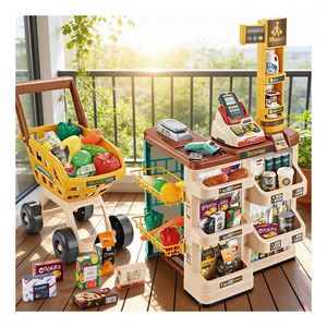 Juego de Juguetes Educativos de Supermercado para Niños: Caja Registradora, Dinero de Juguete, Carrito de Compras y Puesto de Mercado para Juego de Rol - Product Image 6