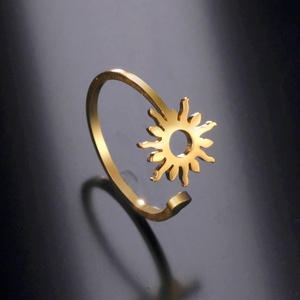 Anneau de soleil brillant pour femmes en acier inoxydable <span class=keywords><strong>Boho</strong></span> bagues réglables nouveaux bijoux de mode cadeau d'anniversaire - Product Image 6